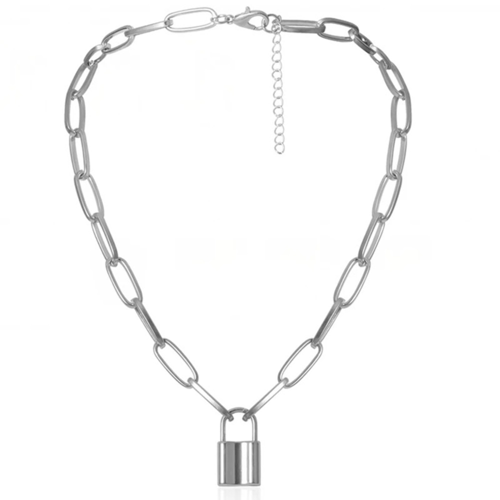l a s t   one | silver chain lock necklace ✧ - Picture 2 of 5